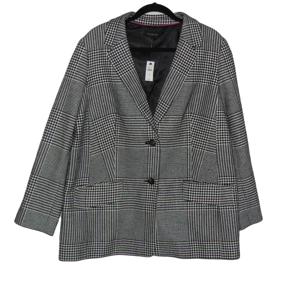 NEW Womens' Talbots Houndstooth Glen Plaid Cotton Blend Coat Size 18